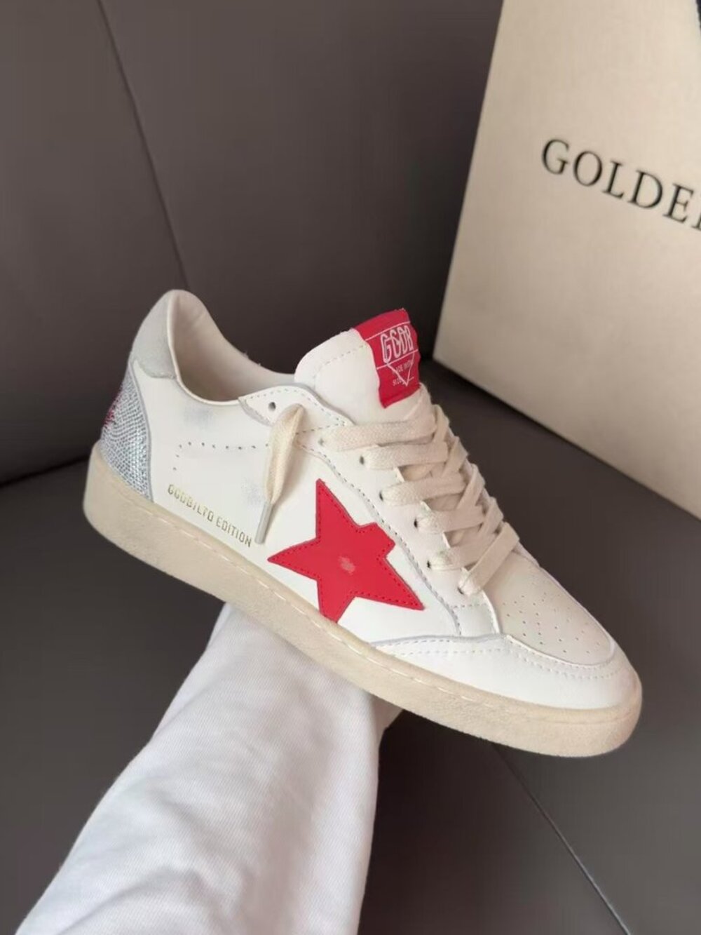 Golden Goose Ball Star Sneakers with Red Star - Picture 10 of 10
